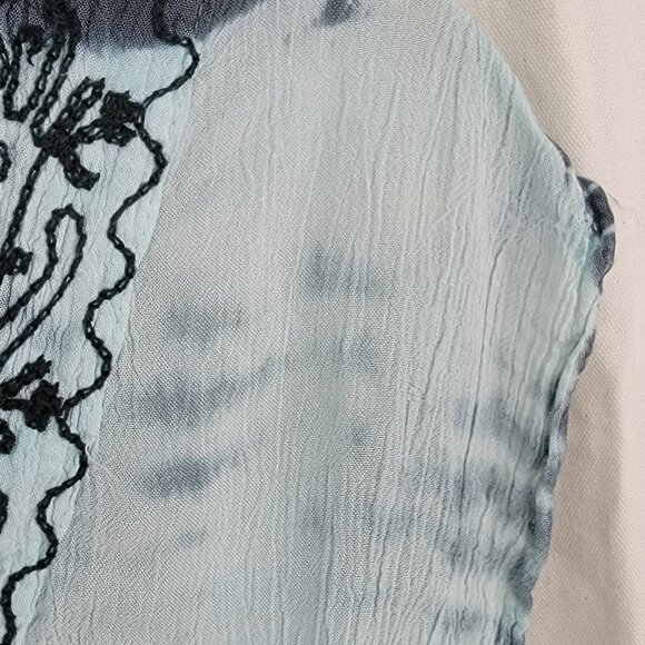 Blue Mini Sundress Coverup Cap Sleeves V Neck Size M - Picture 4 of 5